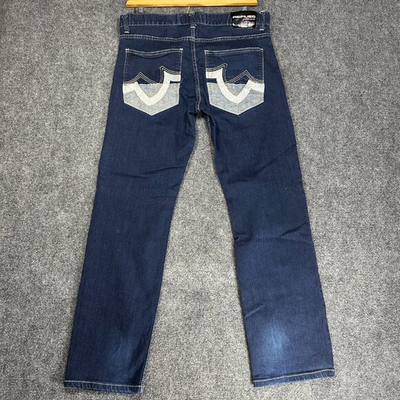 Refuse Jeans Mens 36 Cotton Medium Wash Embroidered Pockets Straight Leg Y2K - Picture 7 of 9